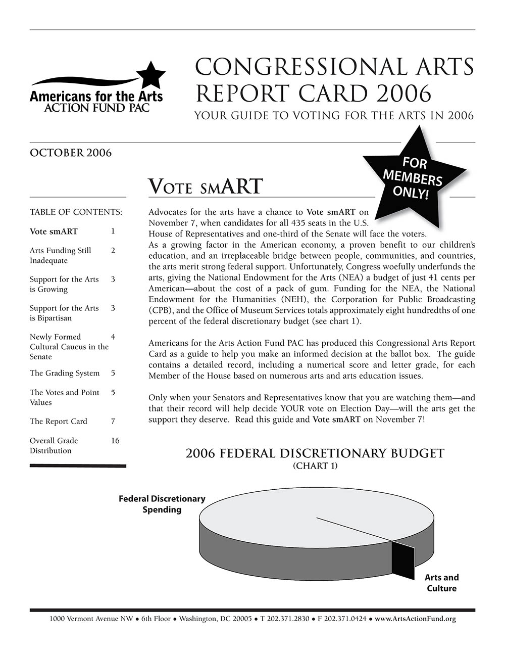 Cover of 2006 Congressional Arts Report Card
