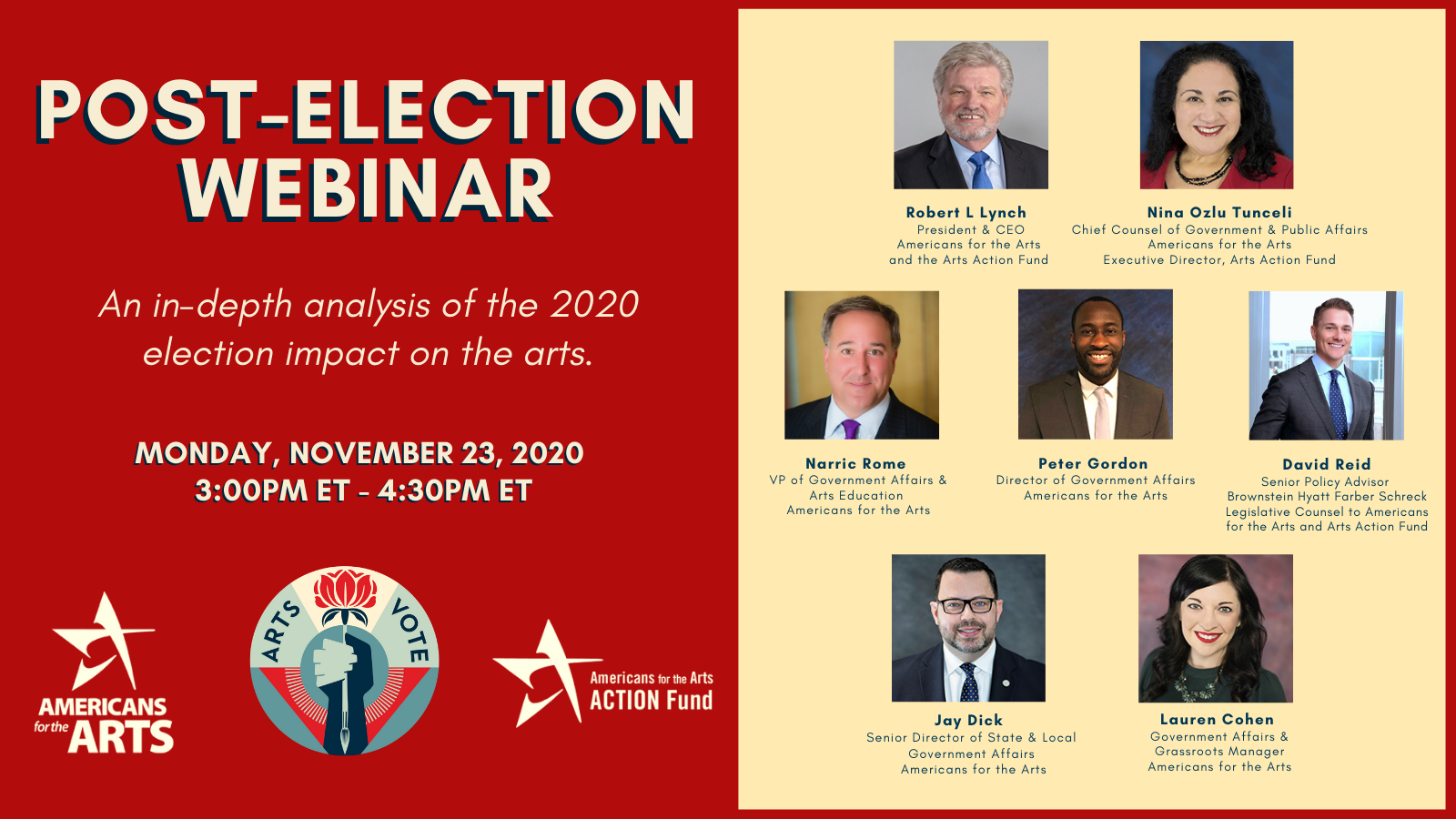 Post-Election Impact on the Arts Webinar Recorded on 11/23/20