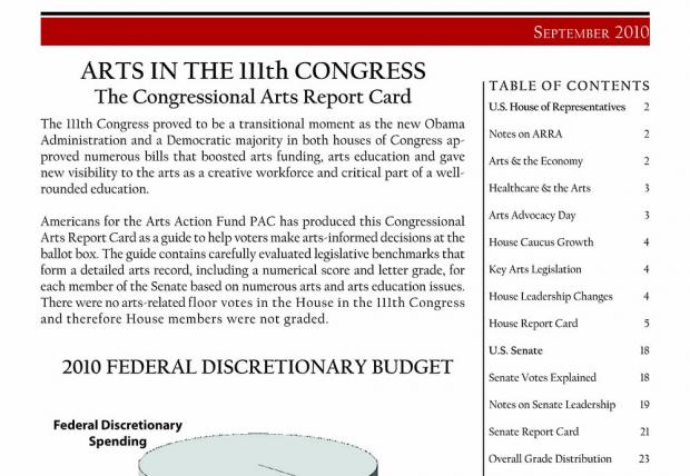 Cover of 2010 Congressional Arts Report Card