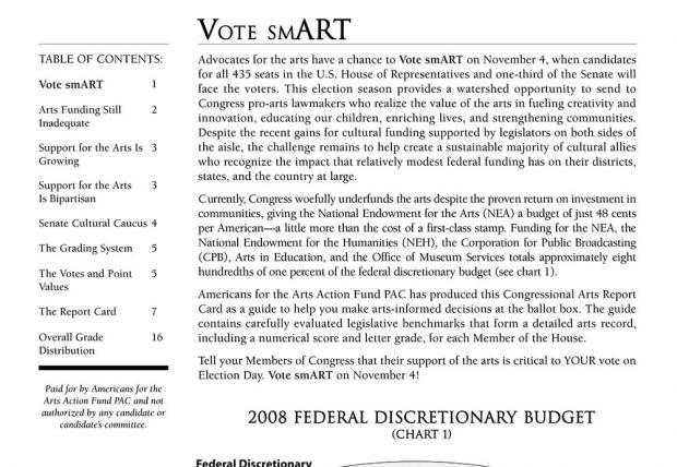 Cover of 2008 Congressional Arts Report Card