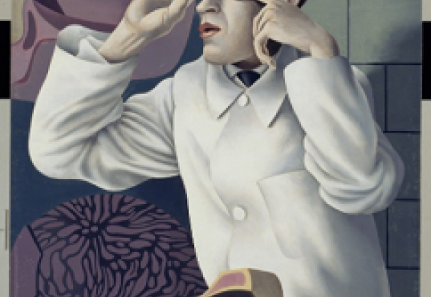 Herbert Ploberger, Self-Portrait with Opthalmological Models (Selbstbildnis mit Opthamologischen Lehrmodellen), 1928-1930, Oil on canvas, 19 11/16 × 15 3/4 in, 50 × 40 cm